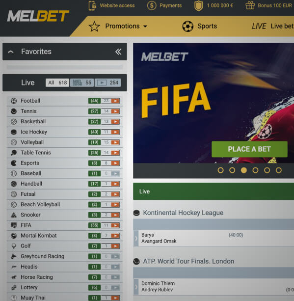 Sports betting at Melbet