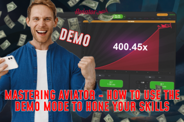 A man displays money while showcasing the text about mastering Aviator and using demo mode to enhance skills.